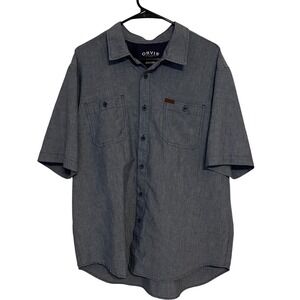 Orvis Short Sleeve Button Down Shirt Men's XL Gray Outdoor Utility Pocket Shirt